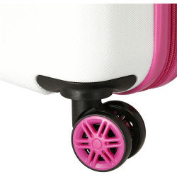 Krásný bílorůžový cestovní kabinový kufr Hello Kitty s kolečky