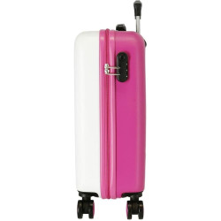 Krásný bílorůžový cestovní kabinový kufr Hello Kitty s kolečky
