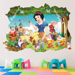 Samolepka na zeď Sněhurka a sedm trpaslíků 50x70 cm