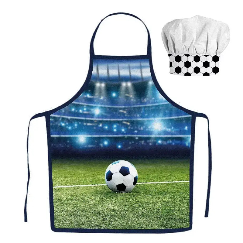 Dětská zástěra s kuchařskou čepicí pro fotbalisty