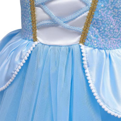 Dětské dívčí šaty Popelka světle modré a doplňky