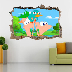 Samolepka na zeď Phineas a Ferb 50x70 cm