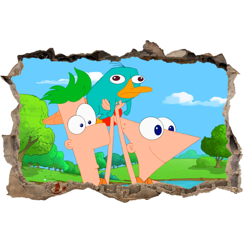 Samolepka na zeď Phineas & Ferb 50x70 cm