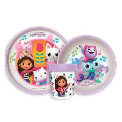 Protiskluzová sada plastového nádobí s kelímkem Gábinin Kouzelný Domek