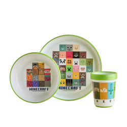 Protiskluzová sada plastového nádobí s kelímkem Minecraft