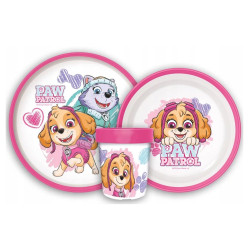 Protiskluzová sada plastového nádobí s kelímkem Tlapková Patrola Skye a Everest| Paw Patrol