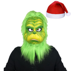 Maska Grinch s čepicí Santa