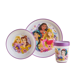 Protiskluzová sada plastového nádobí s kelímkem Disney Princezny