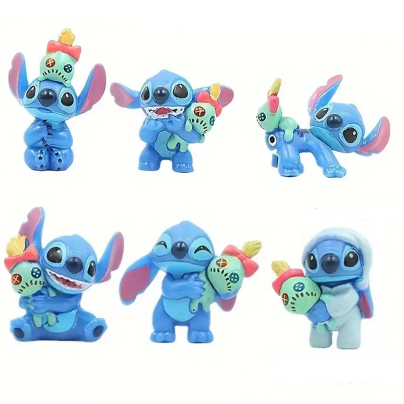 Sada 6 mini figurek Stitche s panenkou Scrump – perfektní dárek pro malé fanoušky Lilo & Stitch!