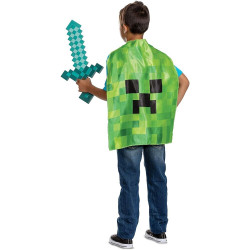 Dětský kostým Minecraft Creeper s mečem a pláštěm