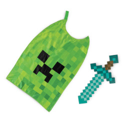 Dětský kostým Minecraft Creeper s mečem a pláštěm