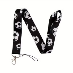 Klíčenka na krk Fotbalové míče pro fotbalisty černá