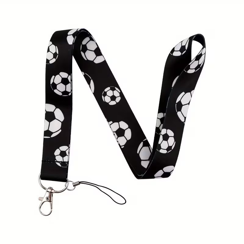 Klíčenka na krk Fotbalové míče pro fotbalisty černá