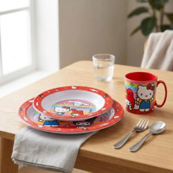 Sada plastového nádobí s hrnkem Hello Kitty