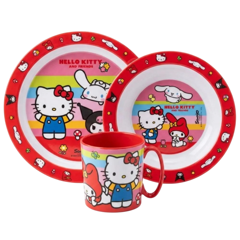 Sada plastového nádobí s hrnkem Hello Kitty