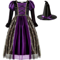 Dívčí šaty čarodějnice Halloween a klobouk 130