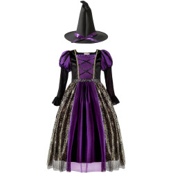 Dívčí šaty čarodějnice Halloween a klobouk 130